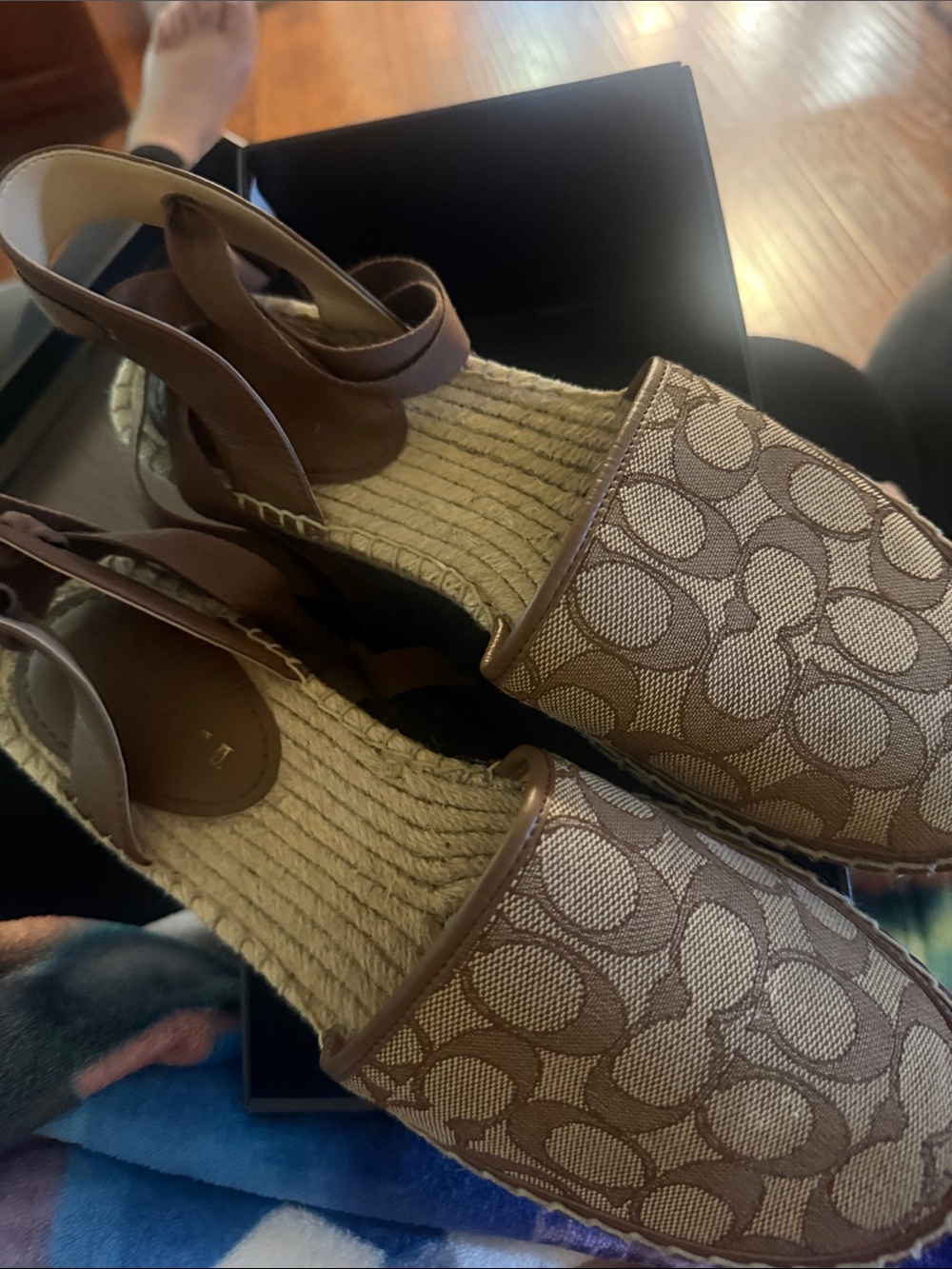 Coach Tan/Brown Signature Canvas Espadrille Slingback